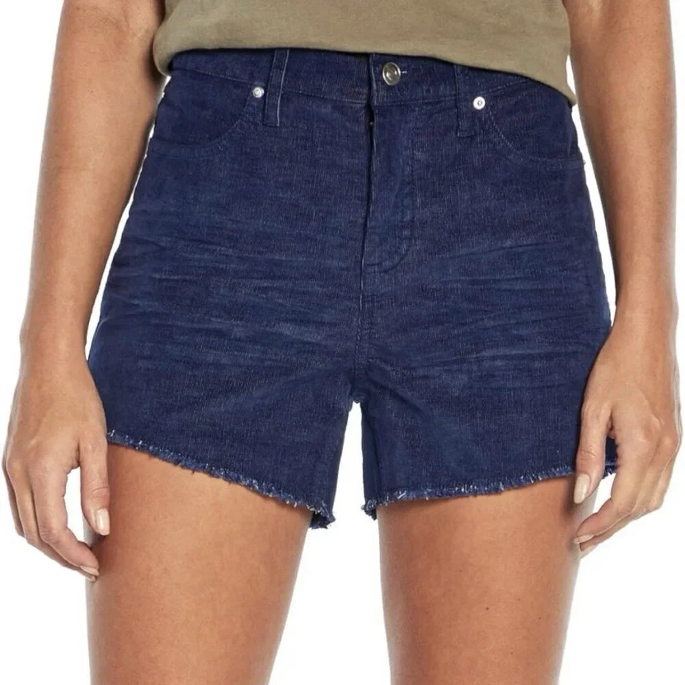GAP Women's Corduroy Shorts 4 inch Blue Raw Edge Hem Cut Off Size 4 - NWT $49.95